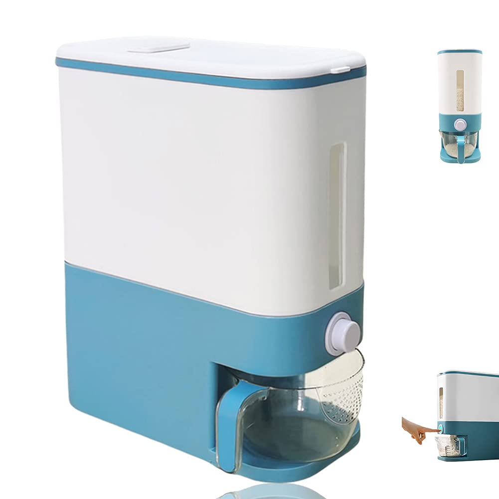 23Lbs Rice Dispenser Cereal Dispenser Countertop Large Sealed Grain Container Dry Food Dispenser Rice Bucket Rice Storage Box Grain Storage with Lid Measuring Cup