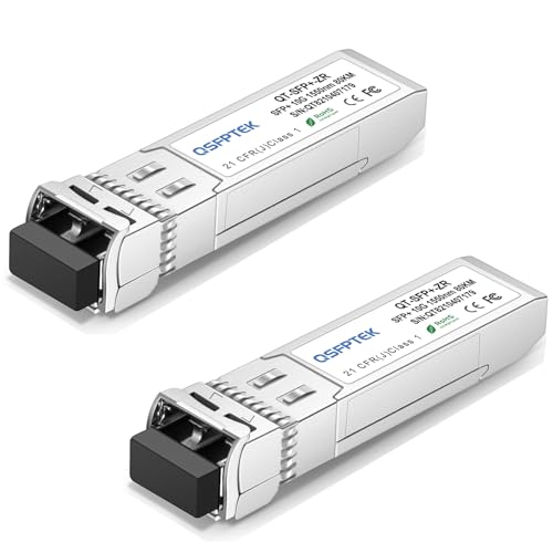 Image of QSFPTEK 10GBASE-ZR SFP Module, SFP+ 10GBASE-ZR /ZW 1550nm 80km Duplex LC SMF DOM Optical Networking Transceivers, MINI GBIC Compatible SFP-10G-ZR, and Other Open Switch, 2pcs