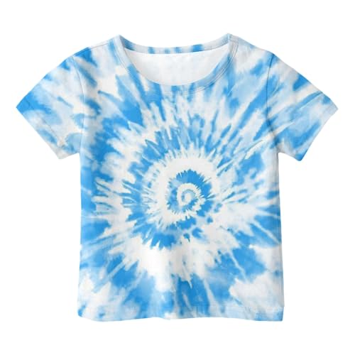 Image of Kids Tie Dye T-Shirt Boys Girls Sports TShirts Hippie Rainbow Print Tee Tops Short Sleeve Tee Comfortable Shirts Top Casual Summer Tees Unisex Crew Neck T Shirt for Children (X3-Sky Blue, 10-11 Years)