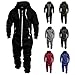 LGHLMCL Men's Hooded Jumpsuit Fleece Lined Pajamas Playsuit Zip Up One Piece Jogger Sweatsuit Winter Onesie Overall Romper Dark Gray