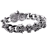 YZJYB Herren Sterlingsilber Armband, Kreuz Muster Skulptur Kette Armband Armreif Gotik Biker Kettenarmband, Herrschsüchtig,Retro Punk Rock Accessoires Schmuck Herren