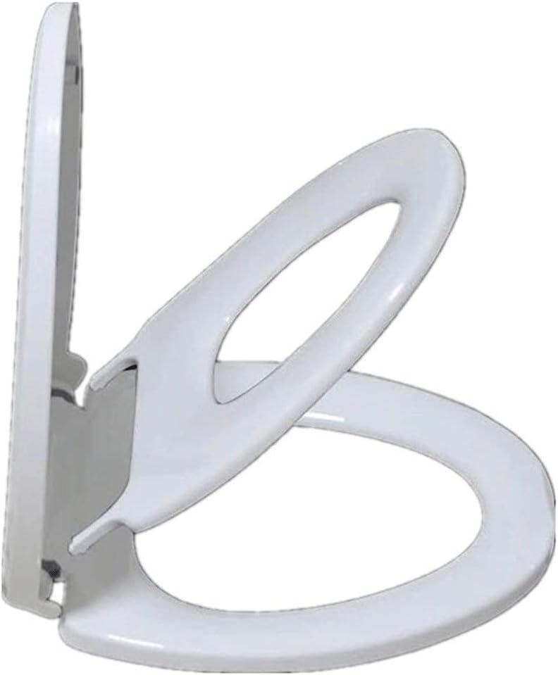 Toilet Lid - Seat Easy Close White Elongated Comfortable Ergonomic Design Slow Closing System Quiet