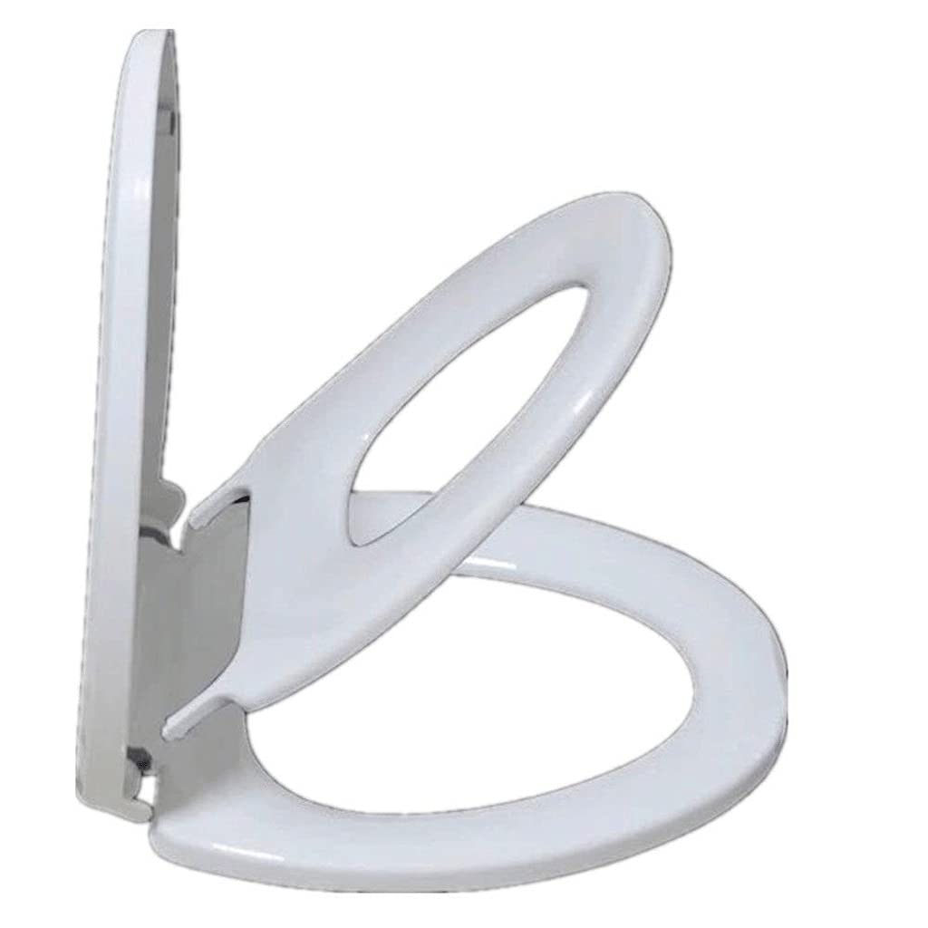 MOBYGKFY Toilet Lid - Seat Easy Close White Elongated Comfortable Ergonomic Design Slow Closing System Quiet
