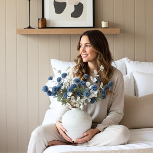 Handemade Large Round Vase for Centerpieces, White Farmhouse Rustic Vase - Image 2