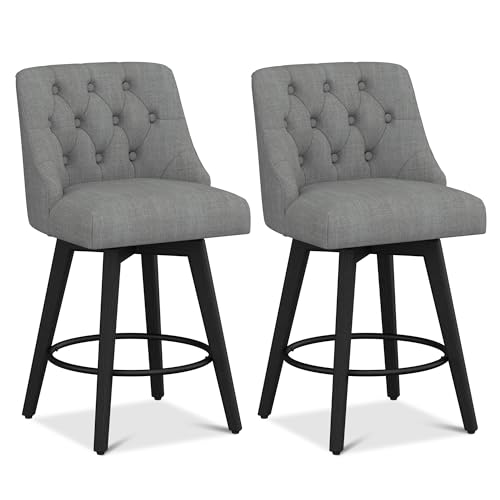 Image of 26 inch Counter Height Swivel Bar Stools, Set of 2, Flint Grey