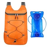 Vyloky Mochila de hidratación, mochila de senderismo con burbuja de agua de 2 litros, mochila deportiva, mochila transpirable ultraligera para bicicleta, mochila para correr para senderismo, naranja