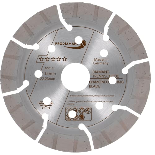 PRODIAMANT disco de corte de diamante profesional granito de hormigón Oxx 115 mm x 22,2 mm Fabricado en Alemania soldado por láser