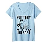 donna pottery is my therapy - regalo divertente per artista in ceramica maglietta con collo a v