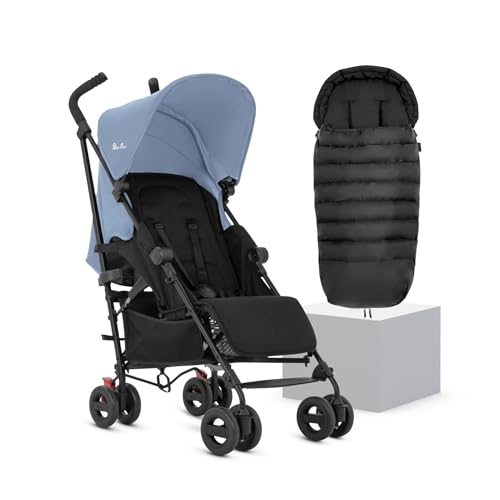 Silver Cross Essentials - Zest Pushchair & Footmuff - Foldable Travel Stroller - Everyday Travel Stroller - Buggy - Newborns to 4 Years - Blue