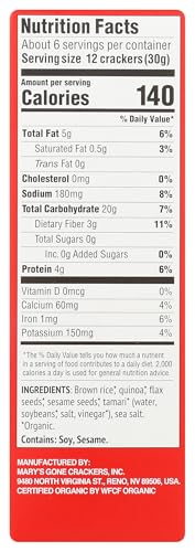 Mary's Gone Crackers, Organic, Original, 6.5 Oz