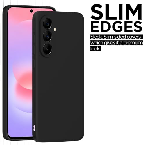 Image of Outlouders Back Cover for Samsung Galaxy A37 5G | Camera Protection | Durable Soft Matte Silicone Bumper Case (Black)