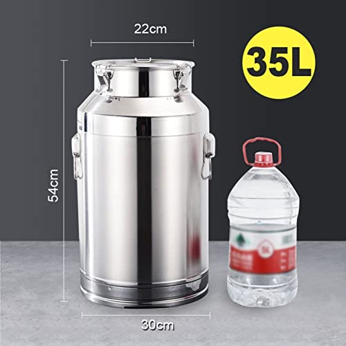 Airtight Food Storage Stainless Steel Milk Bucket Can with Sealed Lid Oil Barrel Tea Canister for Liquid Solid Container Storage Pails (Size : 35L)