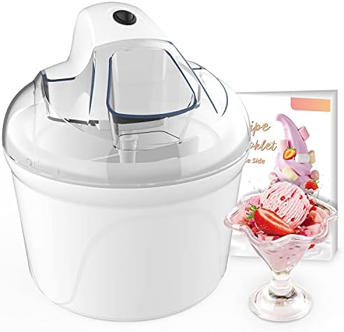 1.5L Ice Cream Maker, Clear Lid with Ingredient Spout, Makes for 2-4 Persons in Less than 30 Minutes, Includes Scoop and Recipe, White (SU-562)