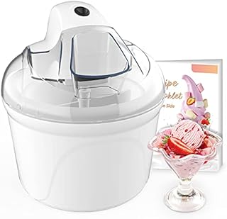 1.5L Ice Cream Maker, Clear Lid with Ingredient Spout, Makes for 2-4 Persons in Less than 30 Minutes, Includes Scoop and Recipe, White (SU-562)
