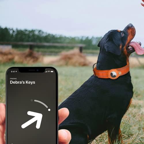 Airtag Dog Collar Adjustable Air Tag Cat Collar Reflective Pet Collars Compatible with Apple Airtag Holder Quickly Locate Pets and Prevent Lost (Orange)