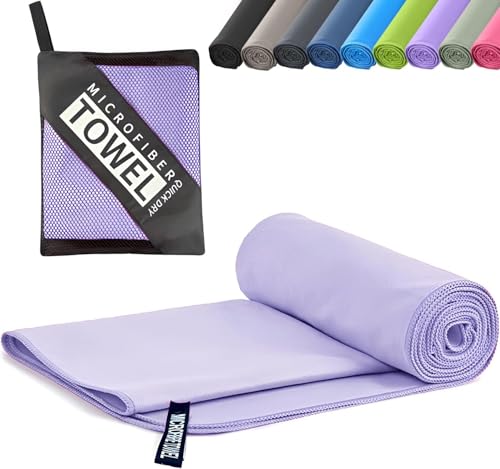 Microfibre Towel - Quick dry Lightweight Absorbent Travel Towel ，Beach Towel Perfect for Sports Beach Gym Swimming，Cycling,Yoga, Camping ，Hiking (1, Purple)