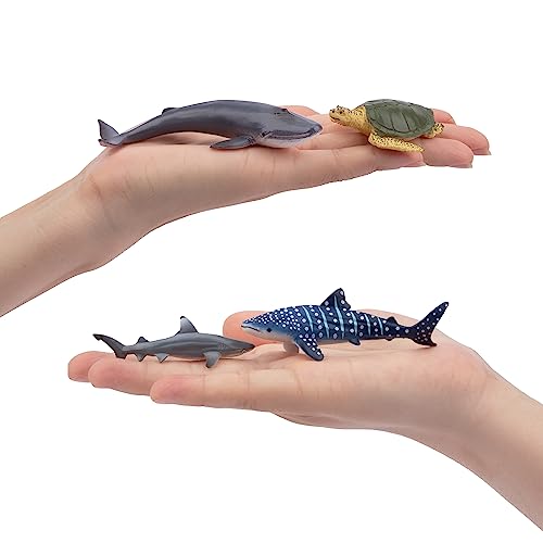 Image of TOYMANY 24pcs Mini Ocean Animal Figurines: Realistic Cake Toppers with Sharks, Whales & Octopus - Great for Kids' Parties, Gifts & School Projects