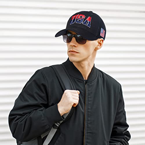 Zhanmai 4 Pieces Usa Hats For Men American Flag Baseball Cap Usa Flag Patriotic Tactical Hat Adjustable Embroidered Dad Hat For Men Women Teens #TOP6