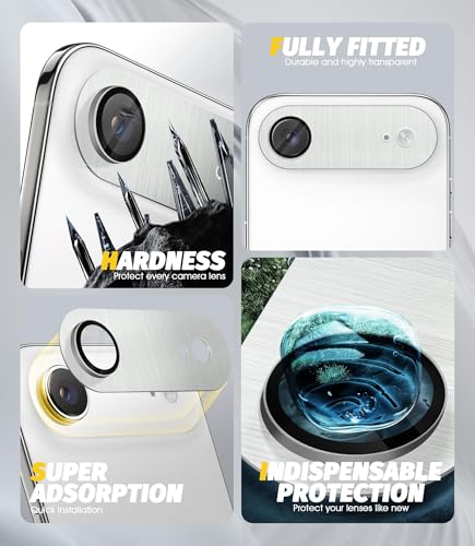 Image of PreCure (2 Pack) Camera Lens Protector Compatible with iPhone 17 Air, Premium Brushed Aluminum Alloy Frame + Tempered Glass, Precise Camera Cutouts, Anti-Scratch, Ultra HD Clarity - Silver