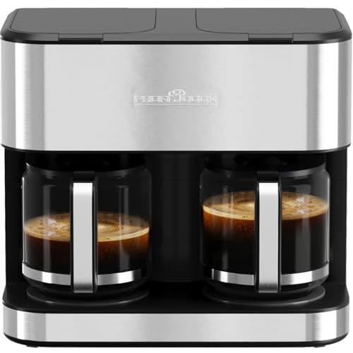 ProfiCook Doppel Kaffeemaschine | 3 6L | bis zu 32 Tassen | 2 getrennte Brühsysteme | Edelstahlgehäuse | Nachtropfsicherung | Filterkaffeemaschine | 2000W | Coffee Machine | PC-KAD 1308 inox