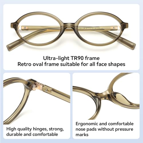 Image of Dollger Oval Blue Light Glasses for Women Men Fashion Retro 90s Small Frame Computer Glasses