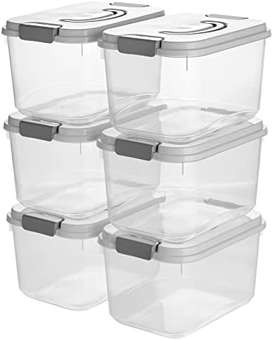 ZHENFAN 5.5 Quart Clear Storage Latch Box/Bin with Lids, 5 Liter Plastic Organize Bins with Handle, 6-Pack
