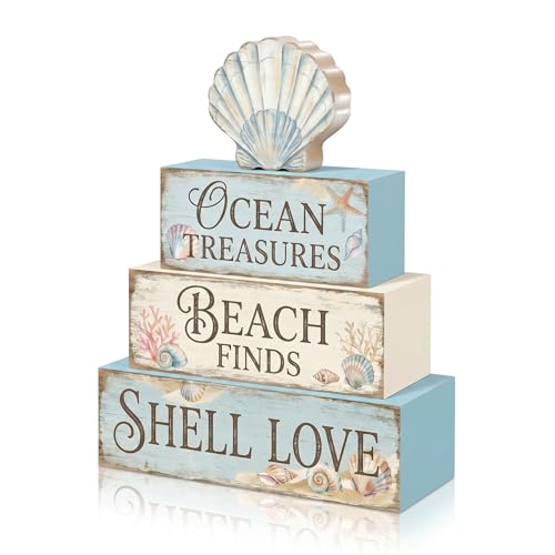 Britimes Tiered Tray Decor Set, 4 Pack, Wooden Table Sign,