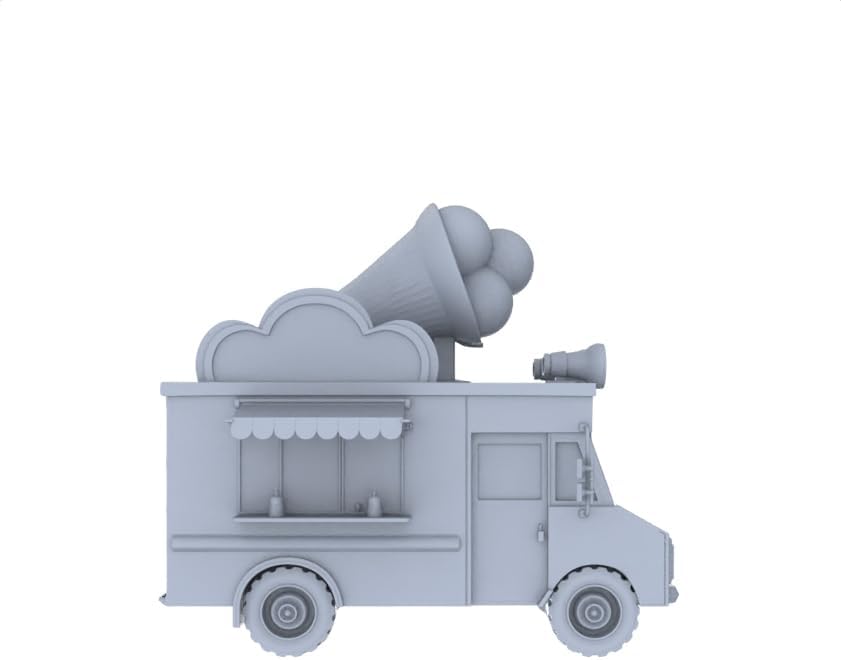 MRY-SFW Yao's Studio LYTA200133 1/200 Unfinished Cloud-Themed Ice Cream Van Model, Unpainted Kit for DIY Painting & Street Scene Projects 2pcs