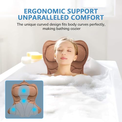 image for REEZEIVI Bath Pillows for Tub,Bath Pillow with 6 Non-Slip Suction Cups