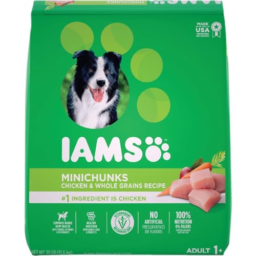 IAMS Proactive Health Adult Minichunks Premium Dry Dog Food, Adult Dog Food Dry Recipe, 30 lb. Bag