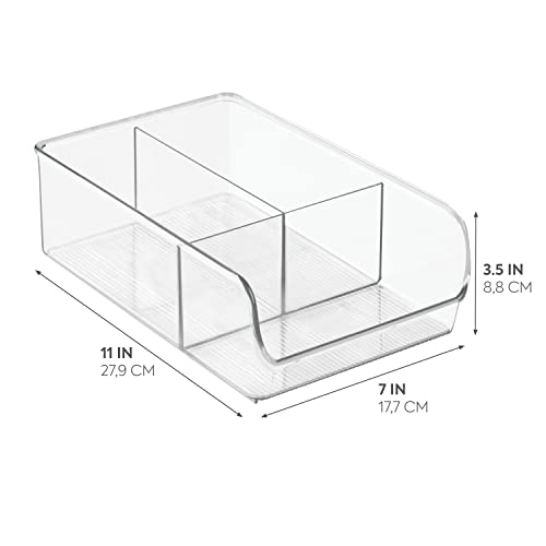 iDesign Storage Box with 3 Compartments, Large Plastic Kitchen Organiser for Fridge and Pantry, Fridge Storage Bin for Food, Drinks and Condiments, Clear - Image 2