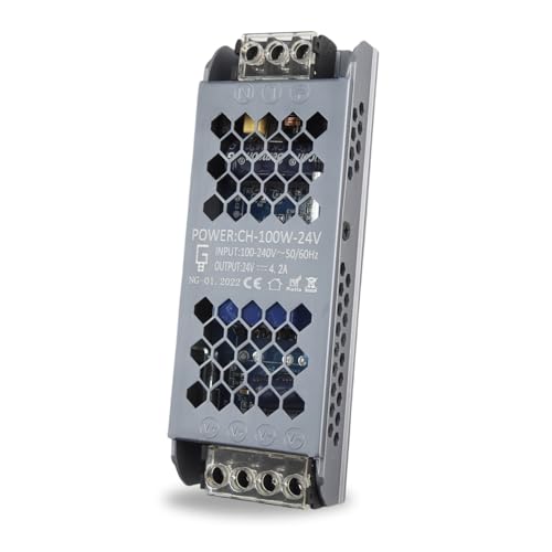 NUOVA GERMANY Alimentatore Professionale 4.1A DC 24V Striscia Led Trasformatore Ampere Stabilizzato AC110/220V Ultra sottile (24V, 100W)