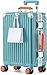 Aoliwei Aluminium-Rahmen Reisekoffer L (70cm) – Premium Hartschalen-Trolley für 7-10 Tage Reisen, Blau mit orangem Echtleder-Griff, TSA-Schloss & & 360° Silent-Doppelrollen, Blau