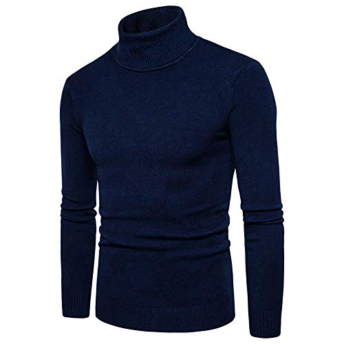 BaZhaHei-Jersey Suéter Hombres de Invierno Delgado cálido Punto Alto Cuello Jersey Blusa Cuello Alto de suéter de Cuello Alto para Hombre Otoño Camisetas Espesar Giro Tejido Fondo