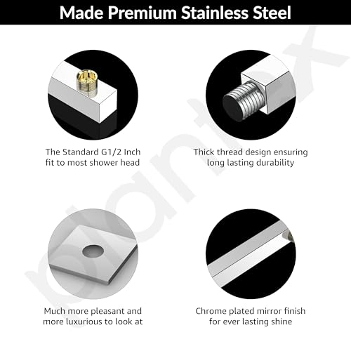 Image of Plantex 21-Inch Shower Arm for Overhead Shower /Stainless Steel Shower Pipe /Wall Mount Bathroom Fitting with -Inch Thread - Pack of 1 (Chrome)