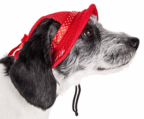 Pet Life ® 'Sea Spot Sun' UV Protective Breathable and Adjustable Quick On-and-Off Fashion Mesh Brimmed Pet Dog Hat or Pet Bandana