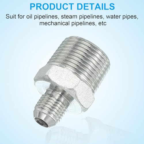 Image of PATIKIL Pipe Adapter Connector 9 /16 inch Male 74 Flare JIC x 3 /4 inch Male R Pipe Fitting Oil Feed Restrictor Fitting Hydraulic Connector for Oil Steam Water Pipelines System