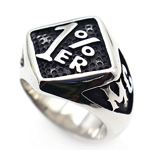 Aswin Bague en Acier au Titane 1% pour Moto rétro pour Hommes Bague en Acier dominatrice Masculine à la Mode 7-15#