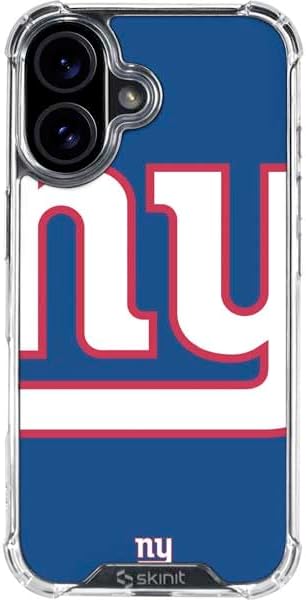 Skinit Clear Phone Case Compatible with iPhone 16 - Officially Licensed NFL New York Giants Distressed Design