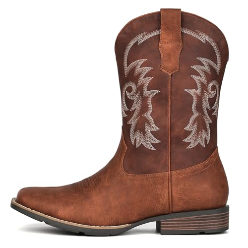 IUV Cowboy Boots for Men Square Toe Western Classic Embroidery Boots by IUV - Used condition - Image 6