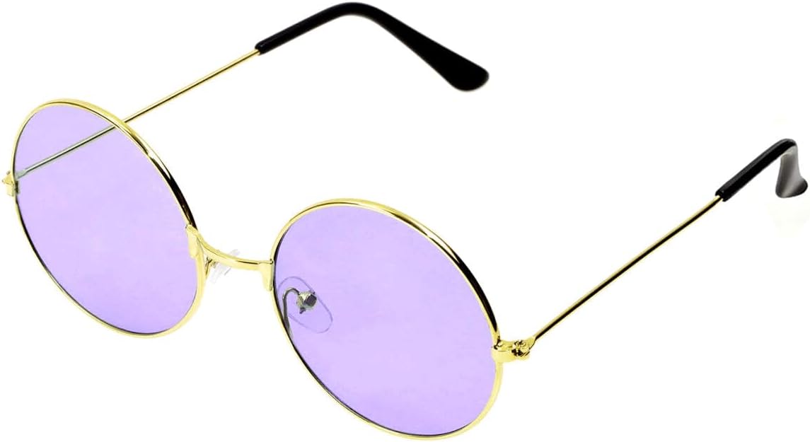 Round Hippie Sunglasses 60s 70s Style Retro Colored Circle Costume Glasses for Women Men Halloween Party Favor
