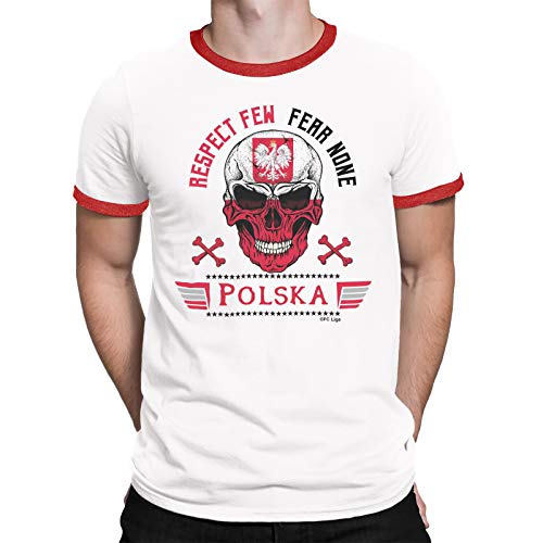 Image of Mens Poland 2021 Football T-Shirt Respect Few Fear None Skull Flag Polish Euro Team
