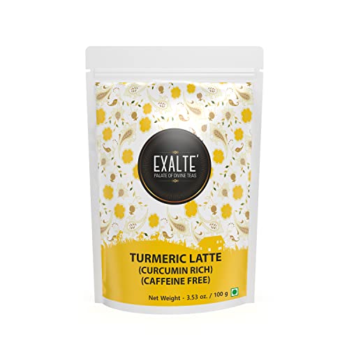 Exalte Tea Turmeric Latte Lakadong Gold Tea 100% Natural Premium Wellness Tea, Caffeine Free - Pure Blend Of Latte, Rose, Black Pepper, Cardamom, Cinnamon & Ginger (1.76Ounces) #TOP7