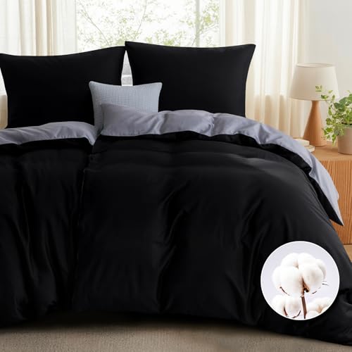 RUIKASI Bettwäsche 135x200 Baumwolle Schwarz- Bettwäsche-Sets 135x200cm...