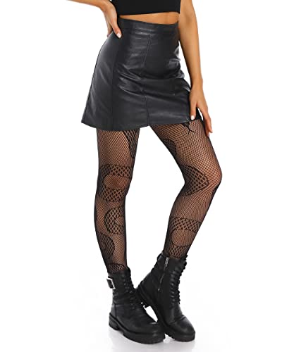 Xiusemy Women Sexy Tights Fishnet Stockings Tights-High Black Socks Lace Leggings Pantyhose (Se-Black5,One Size) #TOP2