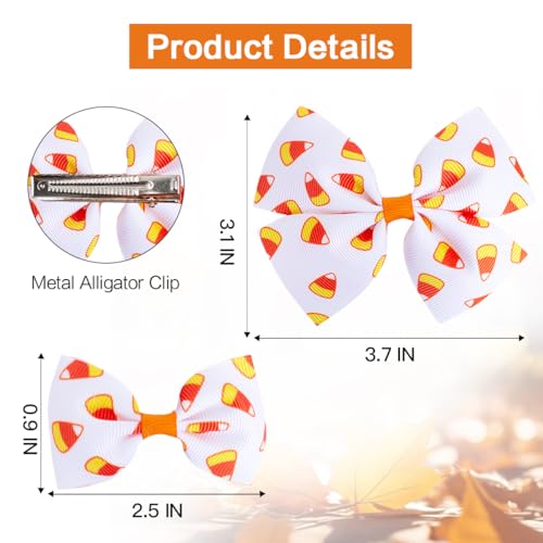 4-PCS-Thanksgiving-Hair-Bow-Set-Candy-Corn-Hair-Clips-for-Toddler-Girls-Fall-Hair-Bow-Clips-Handmade-Ribbon-Bows-Thanksgiving-Fall-Autumn-Hair-Accessory-for-Women-Girls