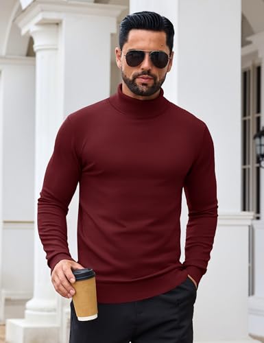 EKLENTSON Men's Turtleneck Sweaters Knitted Pullover Long Sleeve Lightweight Slim Fit Sweater Fall Winter2