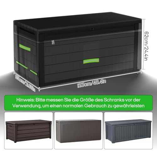 YedZen Garten Aufbewahrungsboxen Abdeckung, 600D 123X55X62cm Kissenbox Schutzhülle Wasserdicht, Deckboxen Schließfachschutzhülle Witterungsbeständig, Schutzhülle Auflagenbox(Abdeckplane Nur)