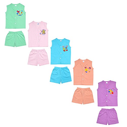 Sathiyas Baby Boy’s Printed Sleeveless Top and Bottom Sets – Pack of 5 Set (3-6 Months; Multicolor)