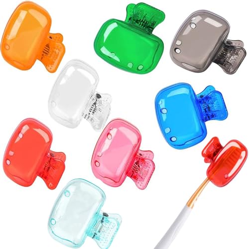 8 Pack Toothbrush Head Covers, Reusable Plastic Toothbrush Protector Caps for Travel Home Camping School - Dustproof & Hygienic Brush Head Covers (Fits Most Toothbrushes)